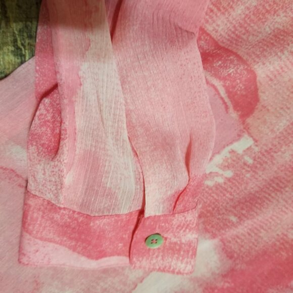 CHICO'S Blouse Pink Semi Sheer Tunic Feminine size 2 Top - Picture 5 of 7